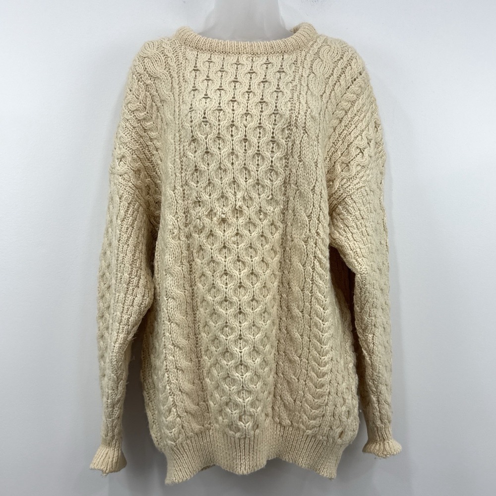 VTG Cladyknit 100% Wool Cableknit Sweater Womens XL Fisherman Heritage Rory